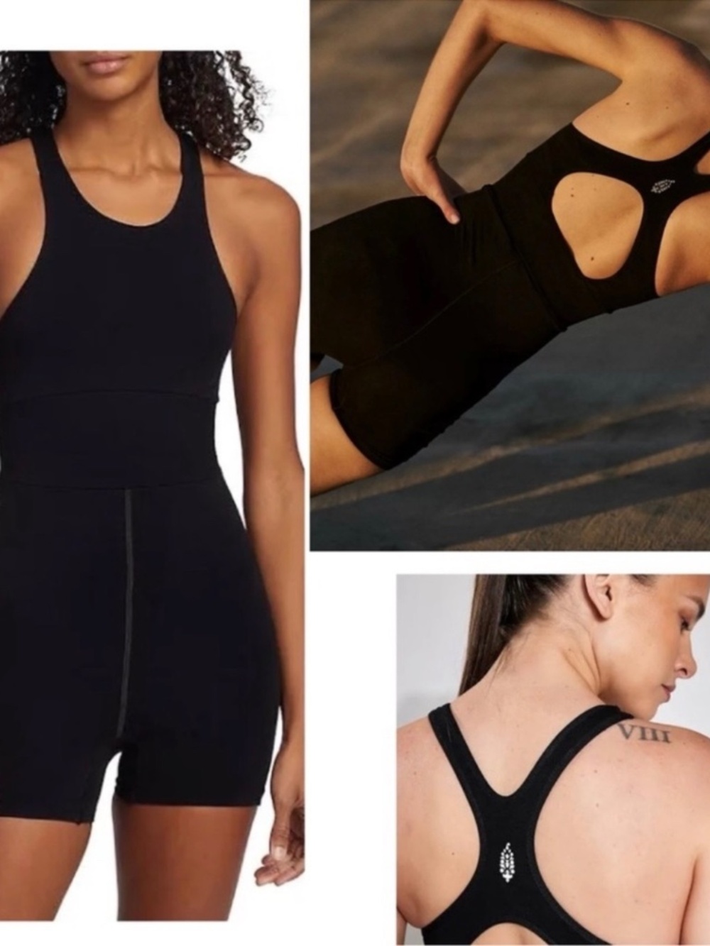 NWT Free‎ People Every Single Time Romper Runsie Black Keyhole M/L Activewear